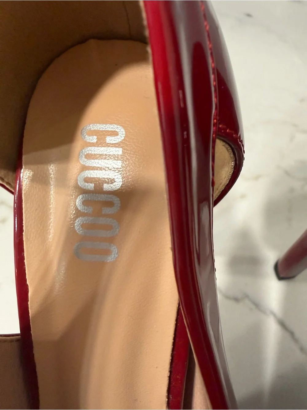 Cuccoo Red Patent Peep-Toe Women's Heels 36